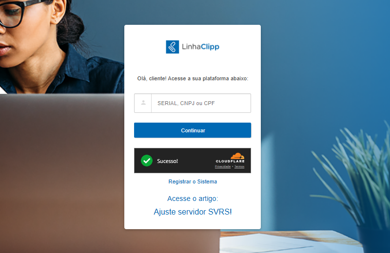 Informar Serial ou CNPJ no site