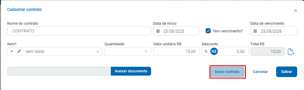 Gerar contrato
