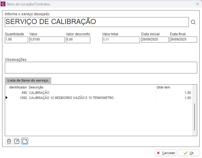 Inclusão de serviço na locação