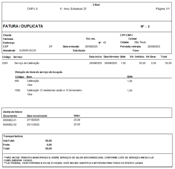 Exemplo de PDF da locação