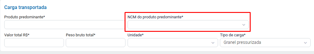 NCM do produto predominante