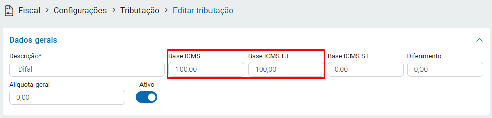 Base ICMS a 100%