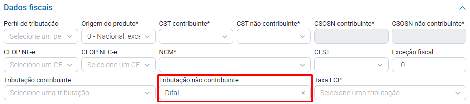 Tributação Não Contribuinte do produto