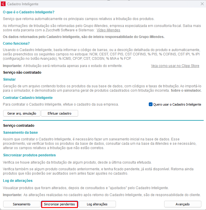 Execução da sincronização