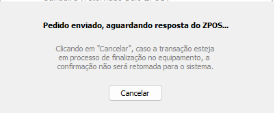 Tela aguardando a continuação na maquininha