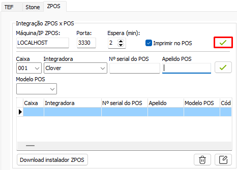 Vinculação do ZPOS