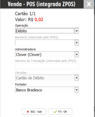 Finalização POS integrada ZPOS
