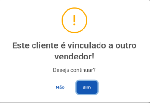 Aviso de troca de vendedor fidelizado
