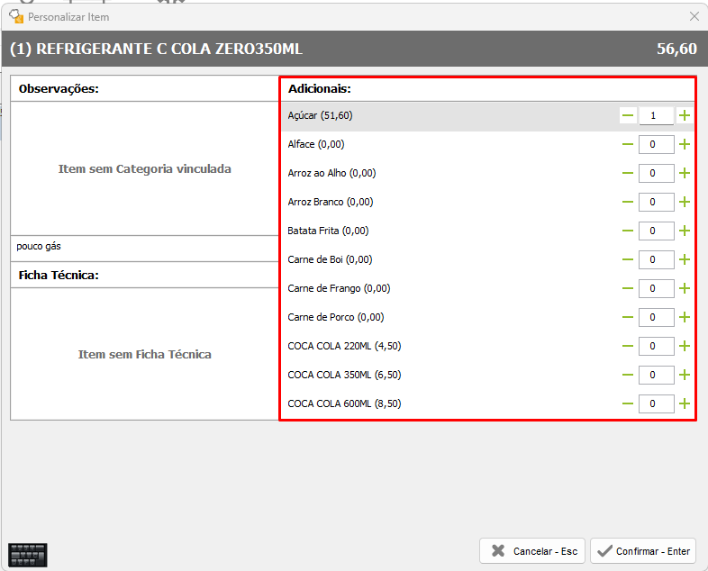 Item com adicional