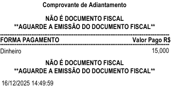 Comprovante impresso