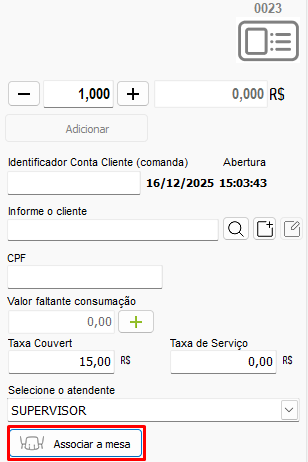 Associar a mesa