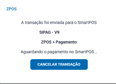 Tela de finalizacao com o ZPOS