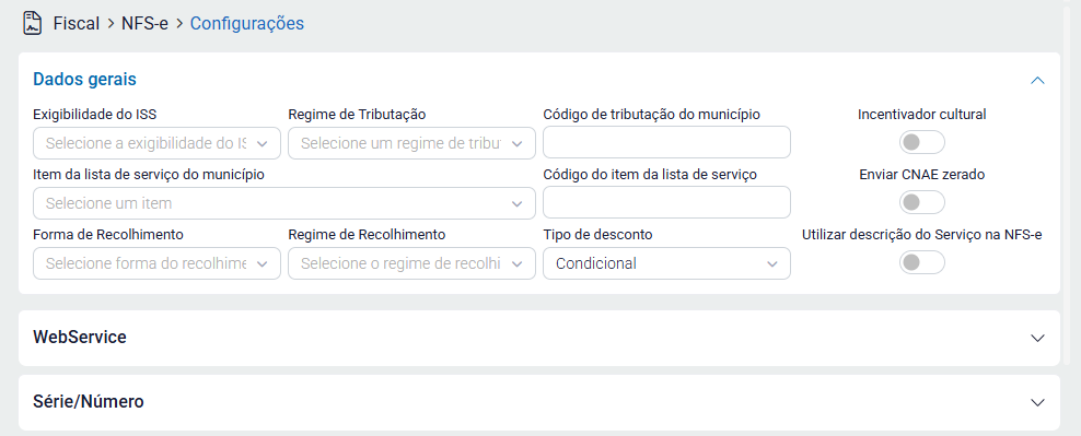 Configurações da NFSe