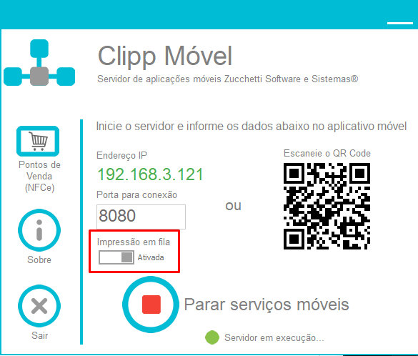 Impressão em Fila no ClippMovel