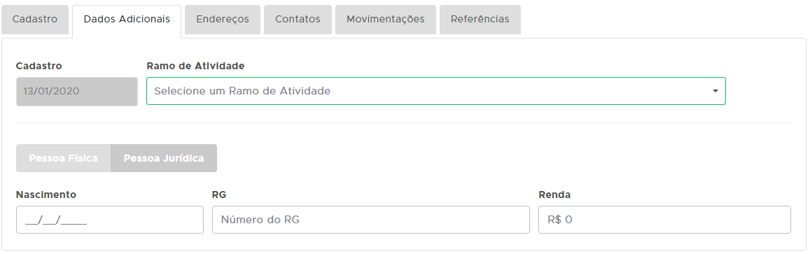Aba Dados Adicionais