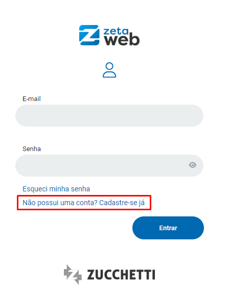 Cadastre-se no ZetaWeb