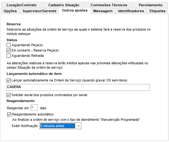 Aba Outros Ajustes