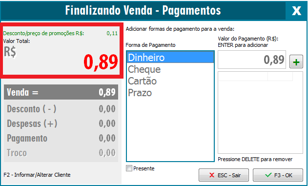 Desconto da promoção aplicado na NFC-e