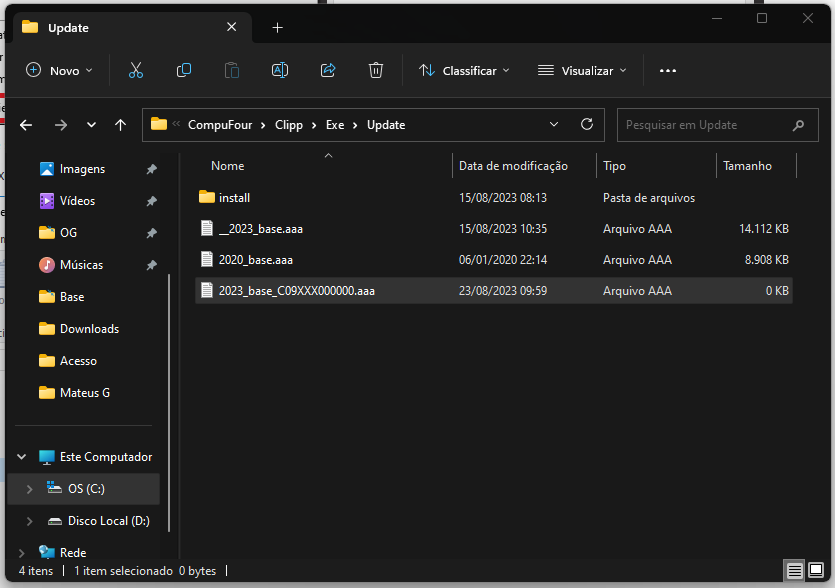 Arquivo do Script na pasta Update