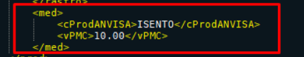 XML com as tags de medicamento