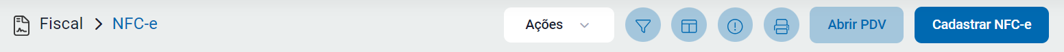 Botão Cadastrar NFC-e