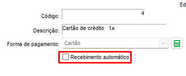 Opção Recebimento automático