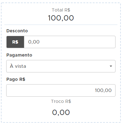 Desconto unitário e forma de pagamento