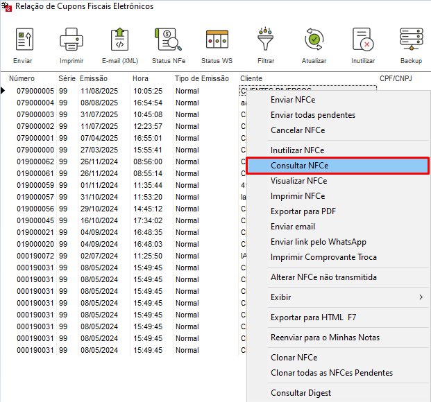 Consultar NFC-e