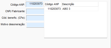 Pesquisa do código ANP