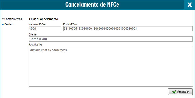 Justificativa do cancelamento