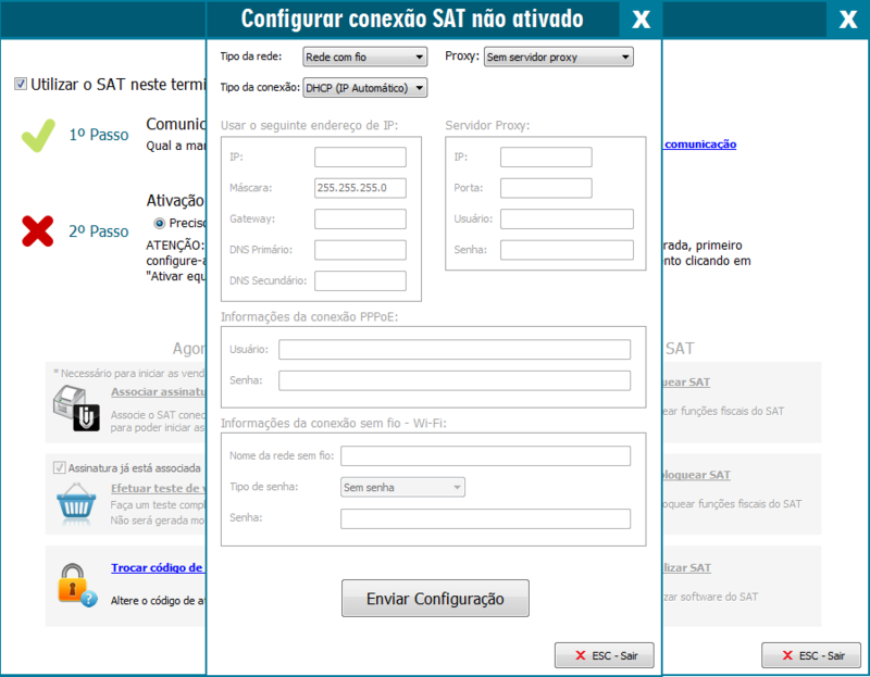 Enviar Configuração do SAT