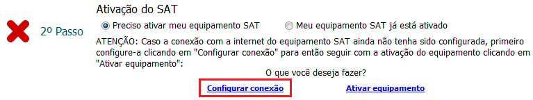 Configurar Conexão do SAT