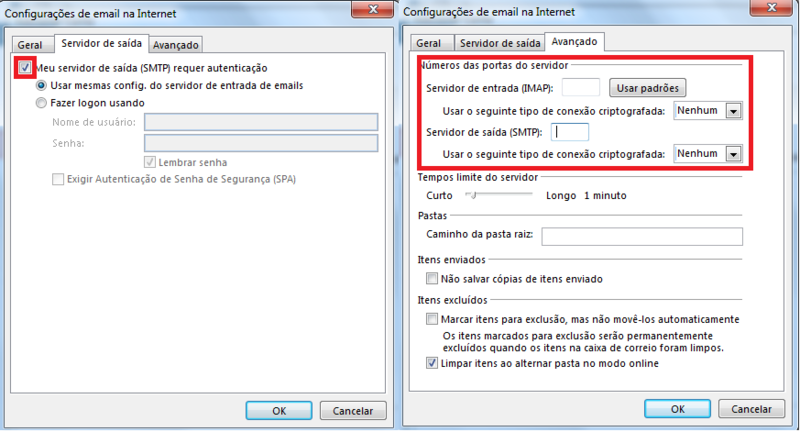 Mais Configurações no Outlook