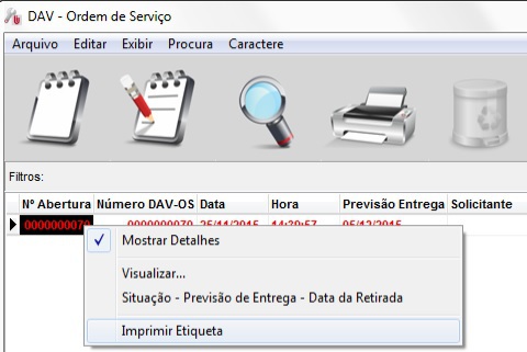 Etiqueta da OS