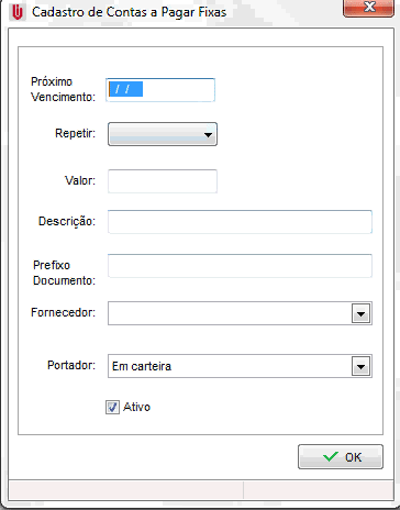 Exemplo de preenchimento da conta fixa