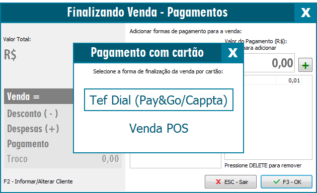 Venda por TEF