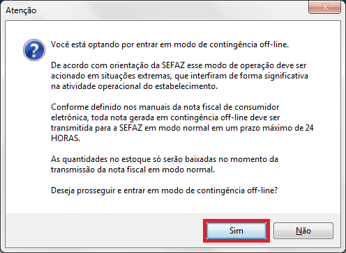 Confirmação da contingência