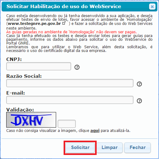 Preenchimento do cadastro da GNRE