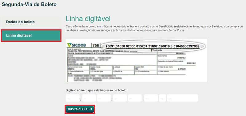 SICOOB linha digitável