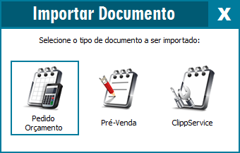 Seleção do documento a importar