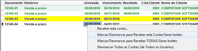 Marcar conta para receber