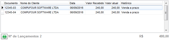 Lista de contas para receber