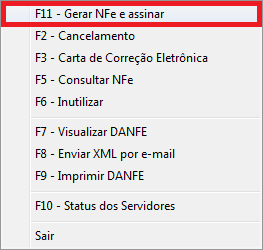 Gerar, assinar e transmitir NFe