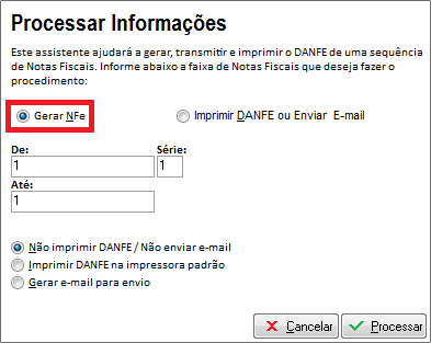 Processar informações da sequência de NFe
