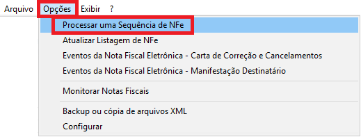 Processar sequência de NFe