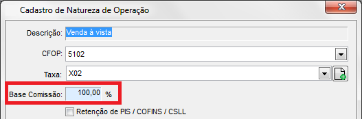 Base Comissão por produto
