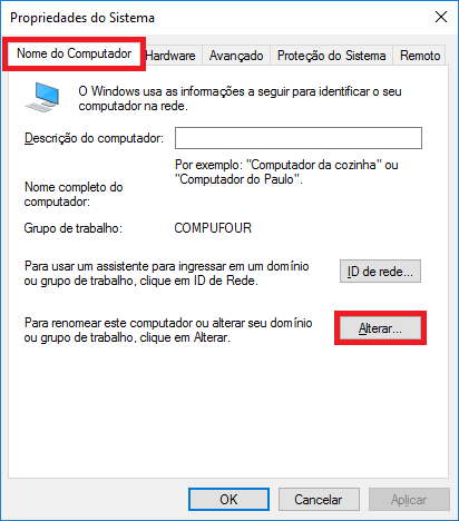 Aba Nome do Computador