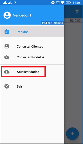 Opção Atualizar dados