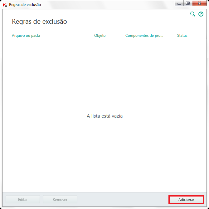Adicionar exclusão