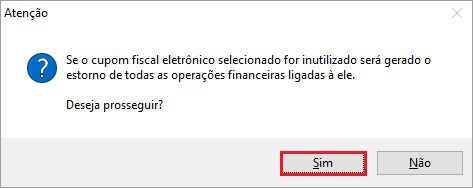 Confirmação de inutilizar CF-e